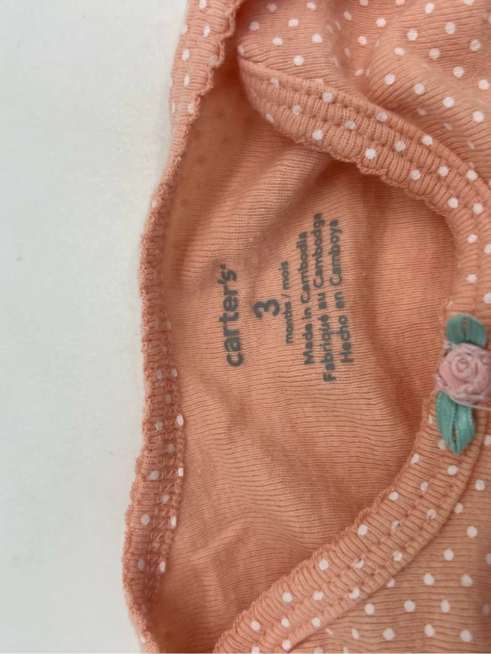 Carter’s Baby Girl Orange Polka Dot Pajama Set Cotton 3 Months